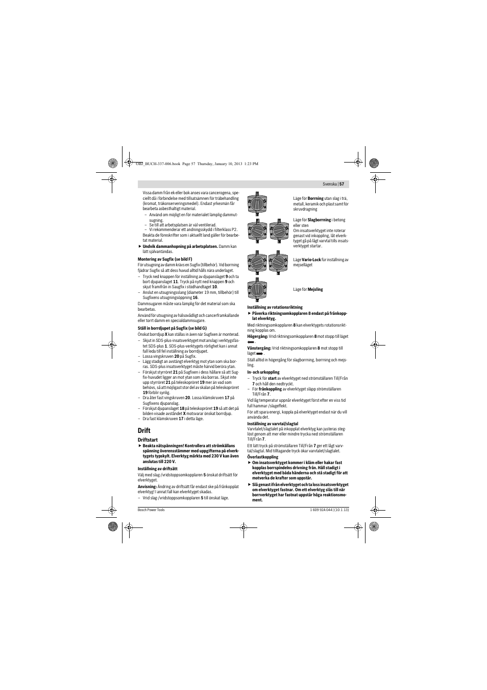 Drift | Bosch GBH 4-32 DFR Professional User Manual | Page 57 / 177