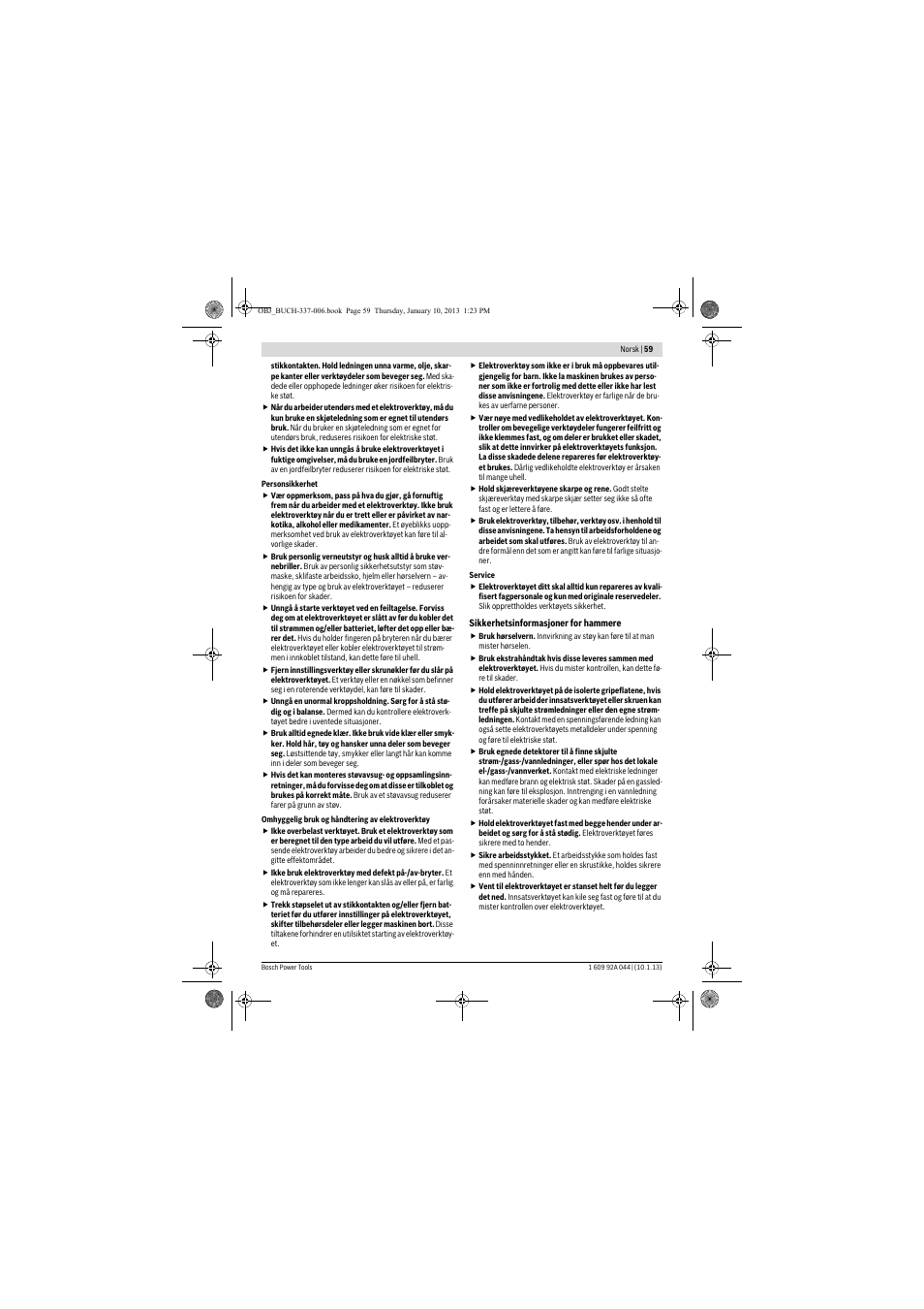 Bosch GBH 4-32 DFR Professional User Manual | Page 59 / 177