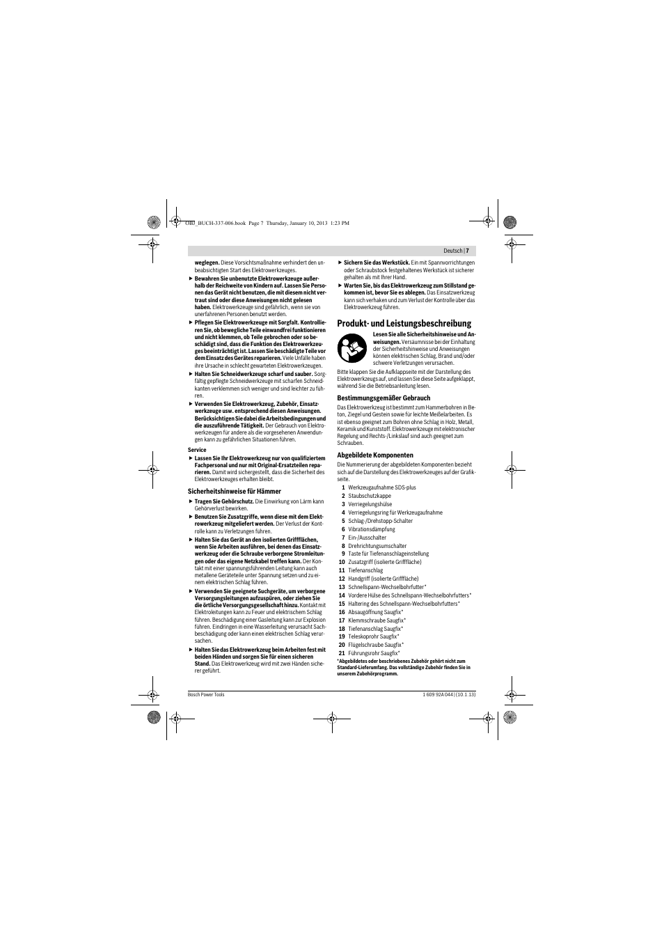 Produkt- und leistungsbeschreibung | Bosch GBH 4-32 DFR Professional User Manual | Page 7 / 177