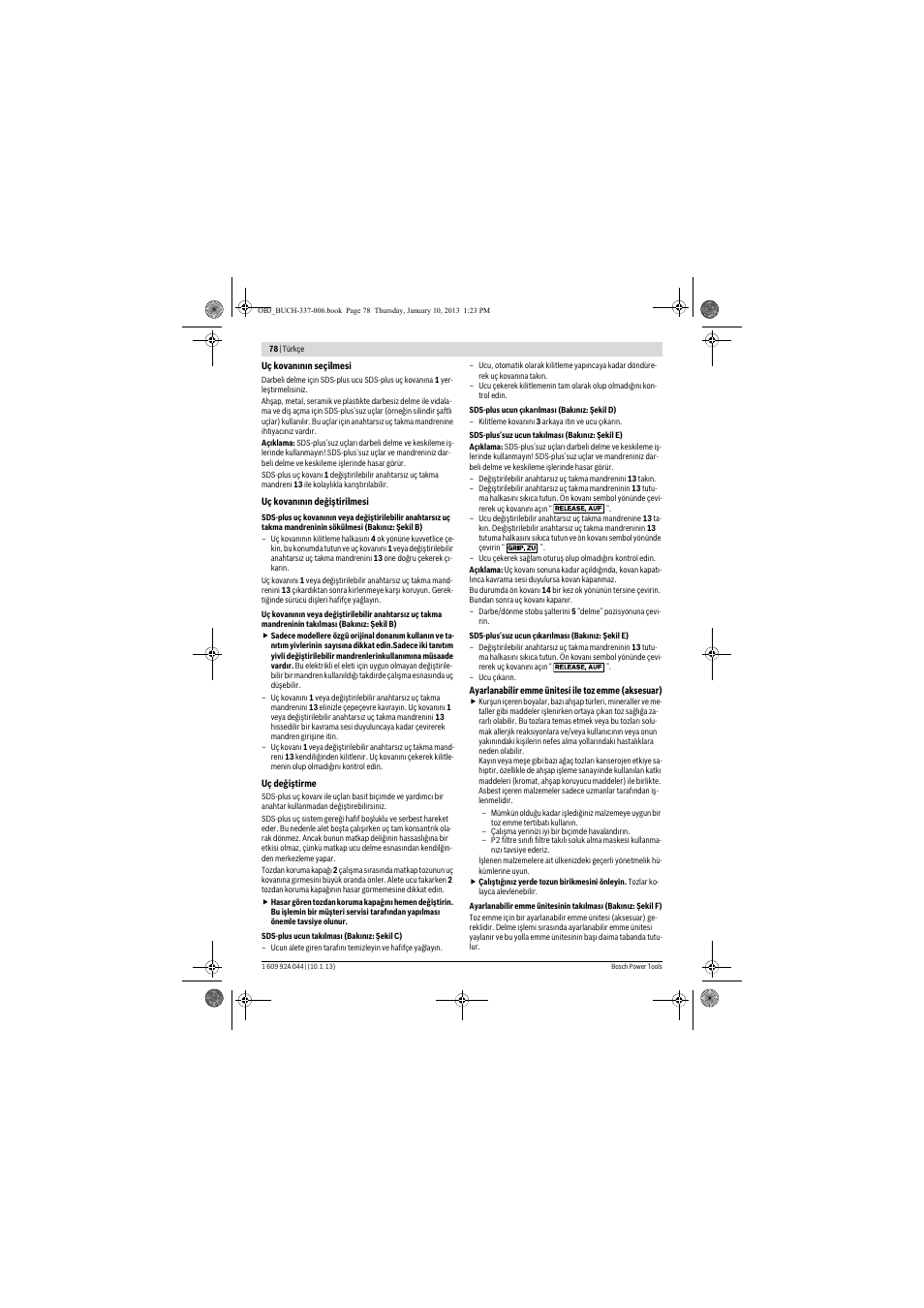Bosch GBH 4-32 DFR Professional User Manual | Page 78 / 177