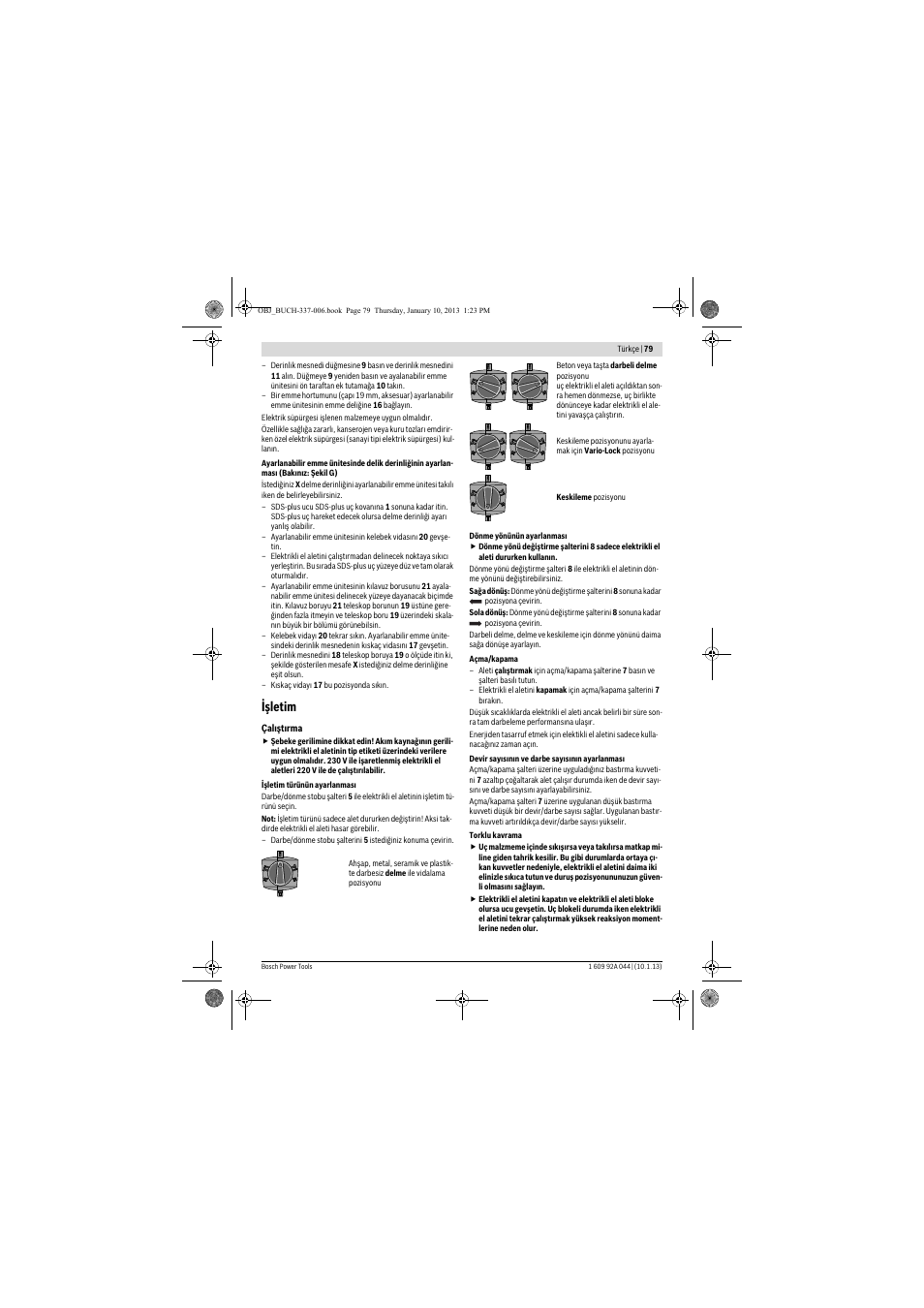 Işletim | Bosch GBH 4-32 DFR Professional User Manual | Page 79 / 177