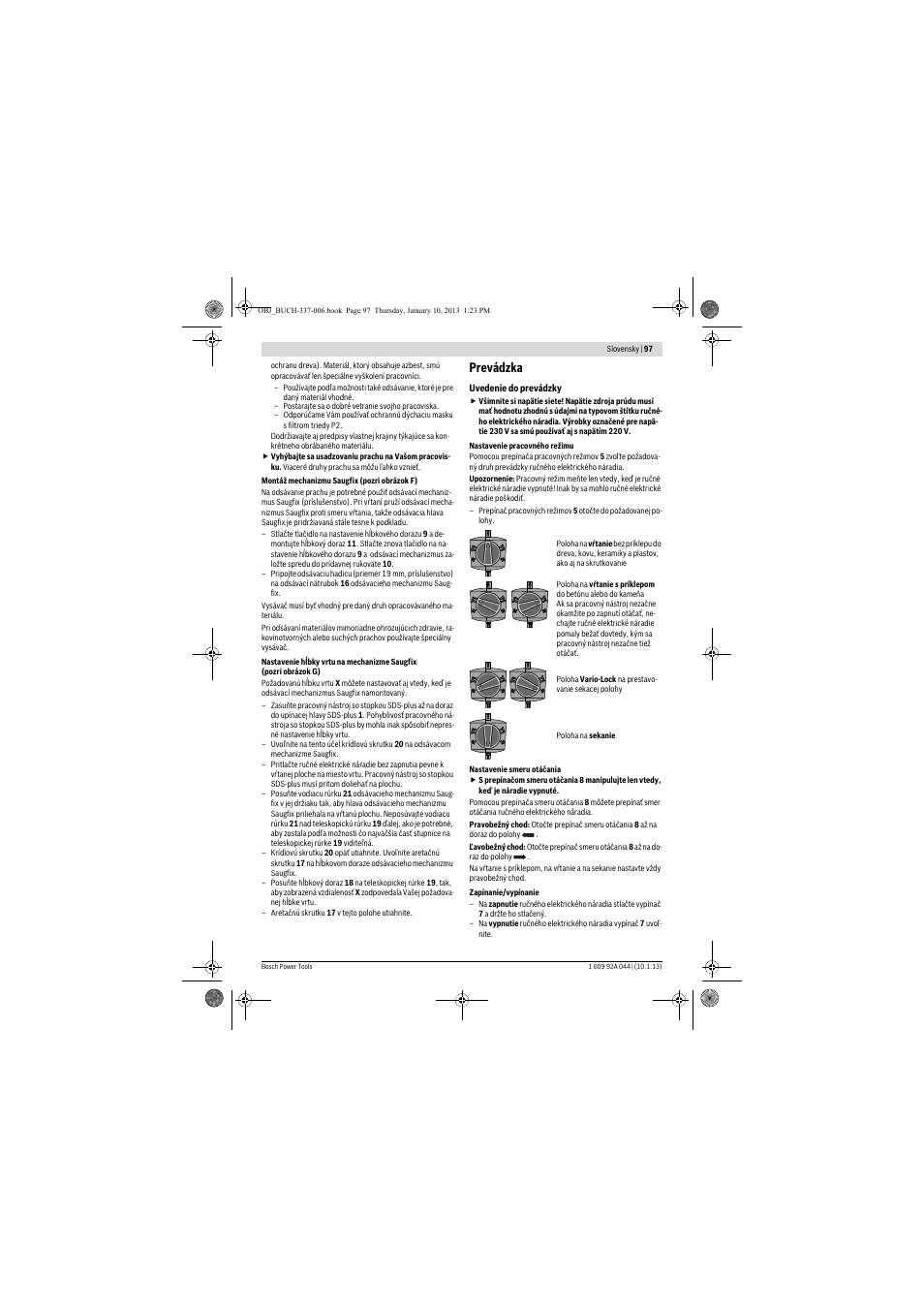 Prevádzka | Bosch GBH 4-32 DFR Professional User Manual | Page 97 / 177