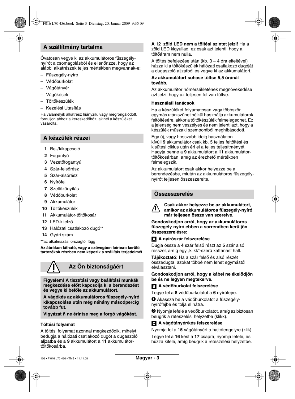 Összeszerelés | Bosch ART EASYTRIM Accu User Manual | Page 105 / 171