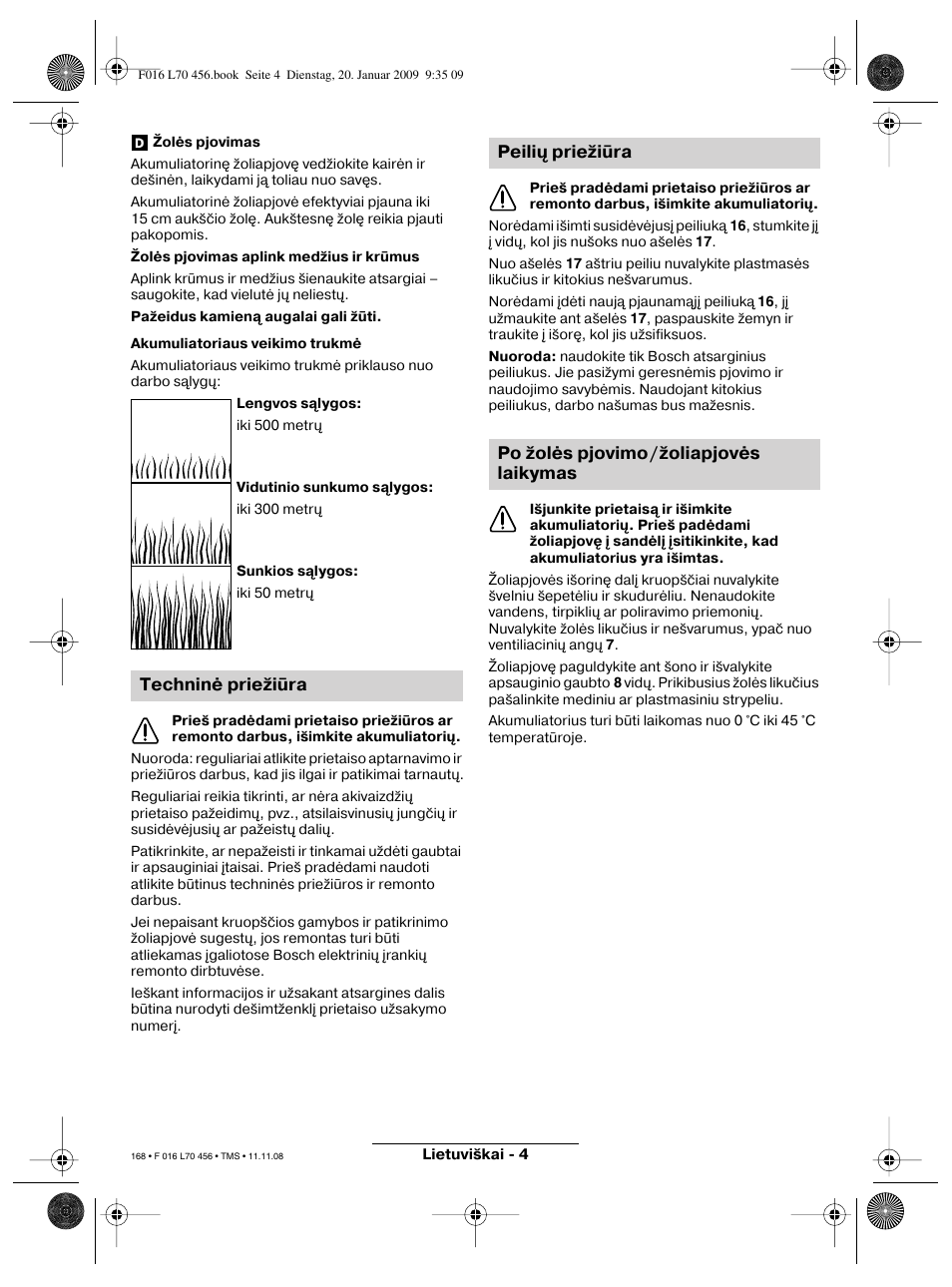 Techninė priežiūra | Bosch ART EASYTRIM Accu User Manual | Page 168 / 171