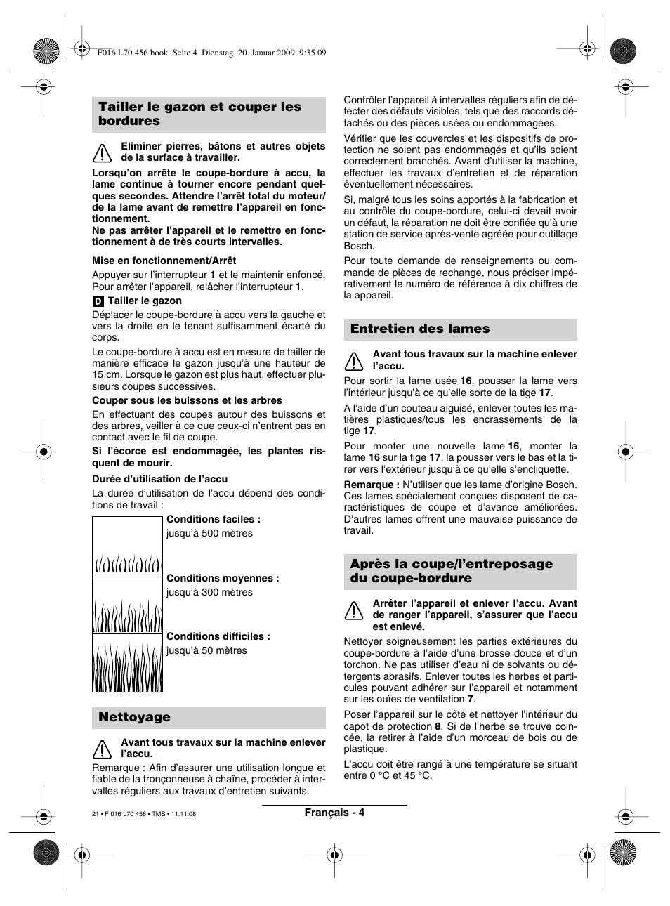 Tailler le gazon et couper les bordures nettoyage | Bosch ART EASYTRIM Accu User Manual | Page 21 / 171