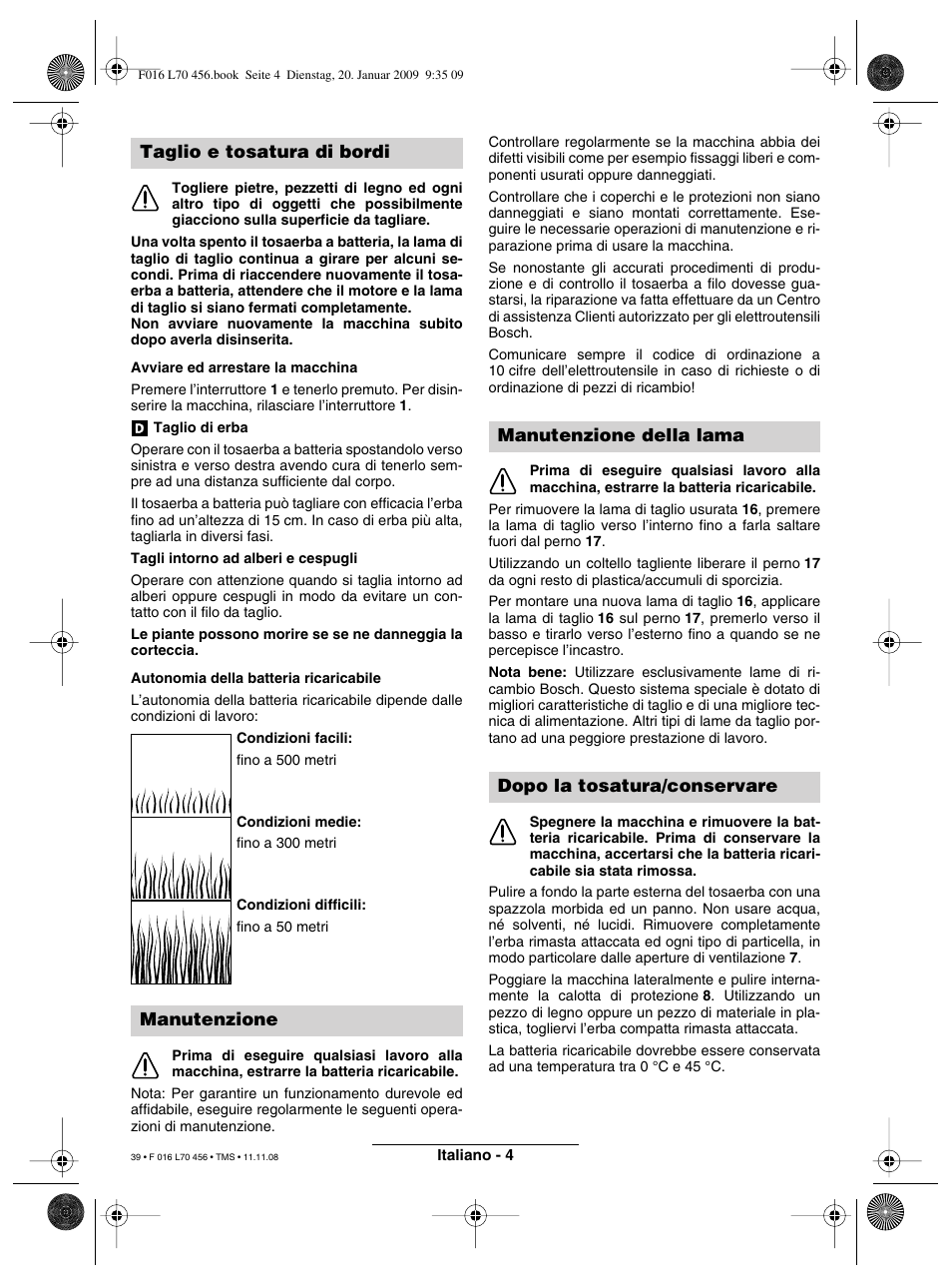 Taglio e tosatura di bordi manutenzione | Bosch ART EASYTRIM Accu User Manual | Page 39 / 171