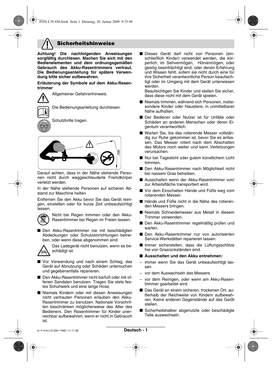 Sicherheitshinweise | Bosch ART EASYTRIM Accu User Manual | Page 6 / 171