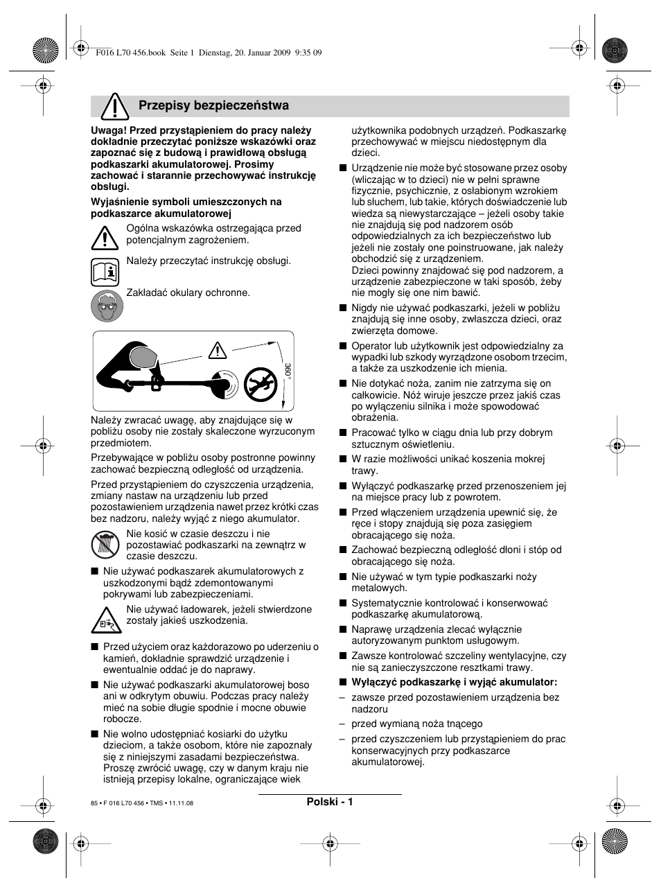 Przepisy bezpieczeµstwa | Bosch ART EASYTRIM Accu User Manual | Page 85 / 171