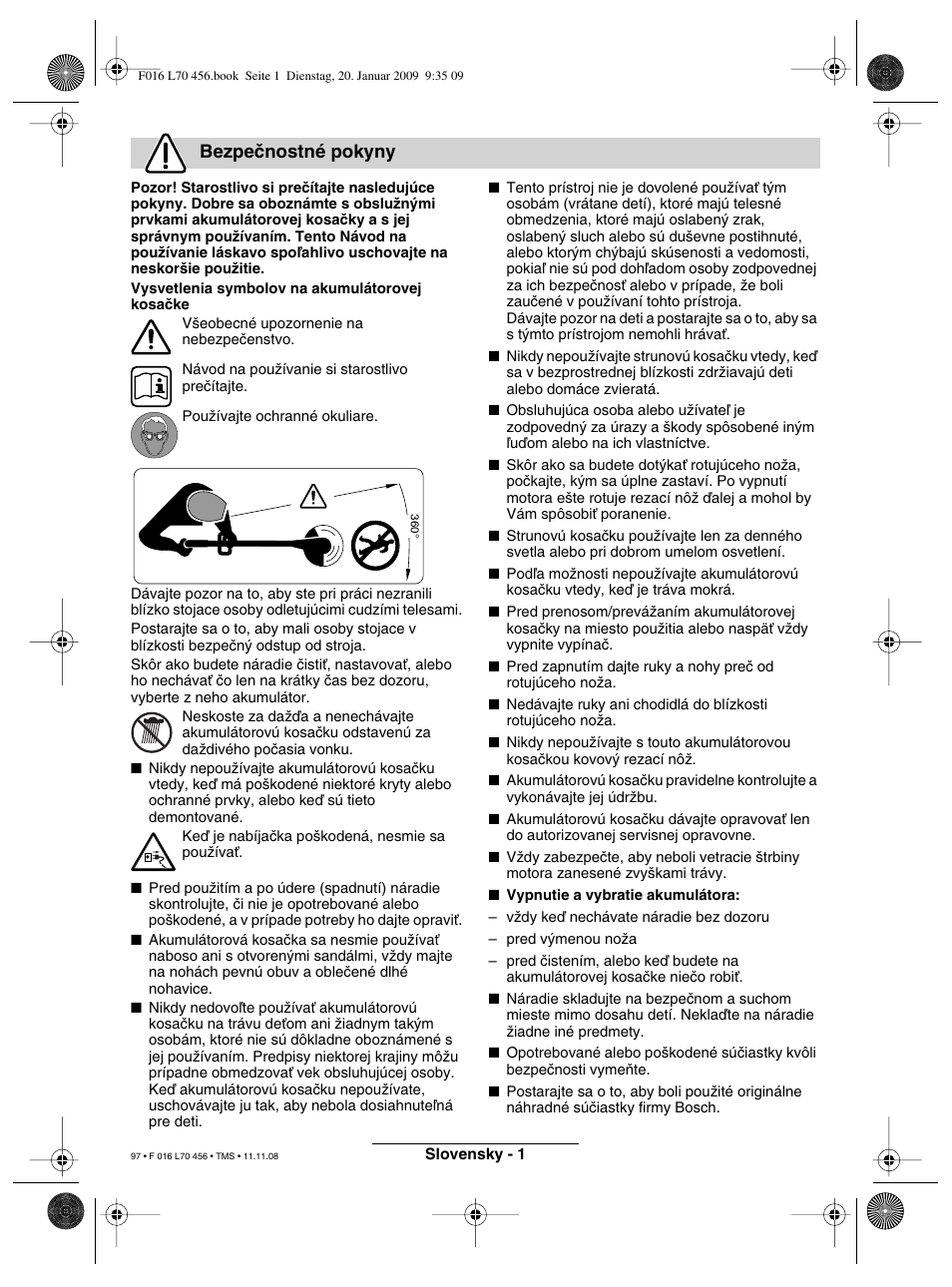 Bezpeãnostné pokyny | Bosch ART EASYTRIM Accu User Manual | Page 97 / 171