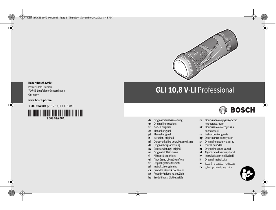 Bosch GLI 10,8 V-LI Professional User Manual | 177 pages