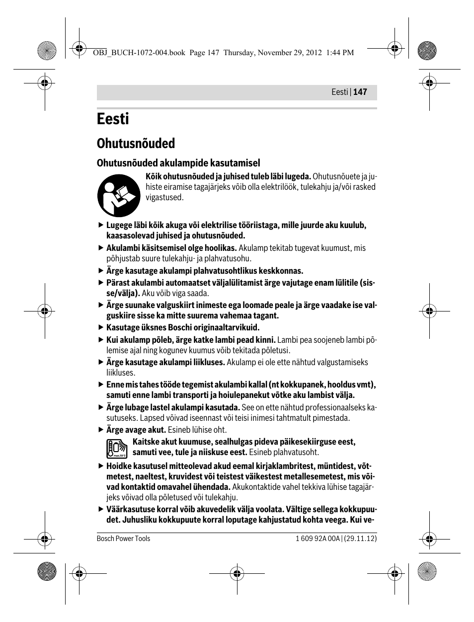 Eesti, Ohutusnõuded | Bosch GLI 10,8 V-LI Professional User Manual | Page 147 / 177