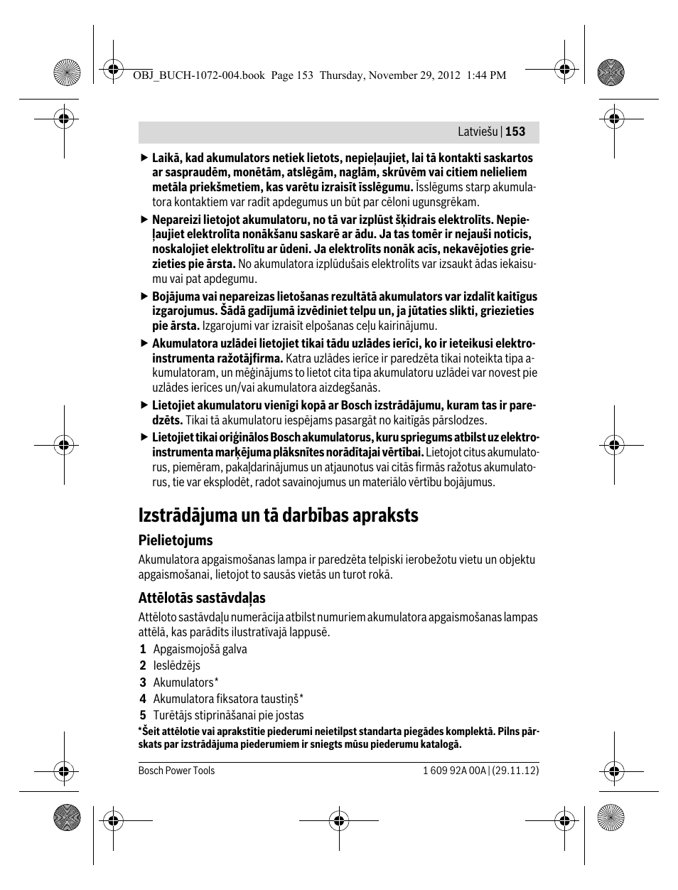 Izstrādājuma un tā darbības apraksts | Bosch GLI 10,8 V-LI Professional User Manual | Page 153 / 177