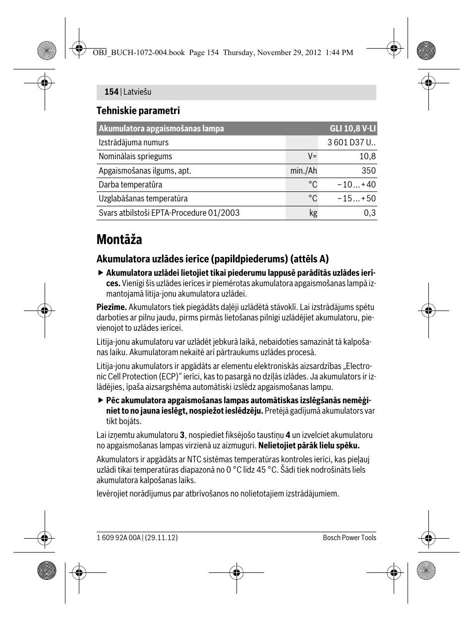 Montāža | Bosch GLI 10,8 V-LI Professional User Manual | Page 154 / 177