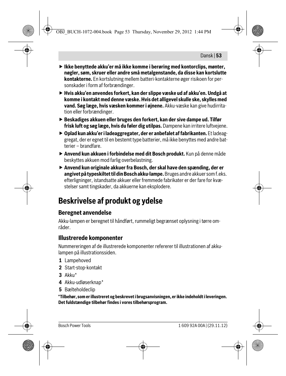 Beskrivelse af produkt og ydelse | Bosch GLI 10,8 V-LI Professional User Manual | Page 53 / 177