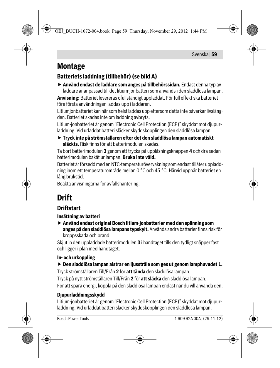 Montage, Drift | Bosch GLI 10,8 V-LI Professional User Manual | Page 59 / 177