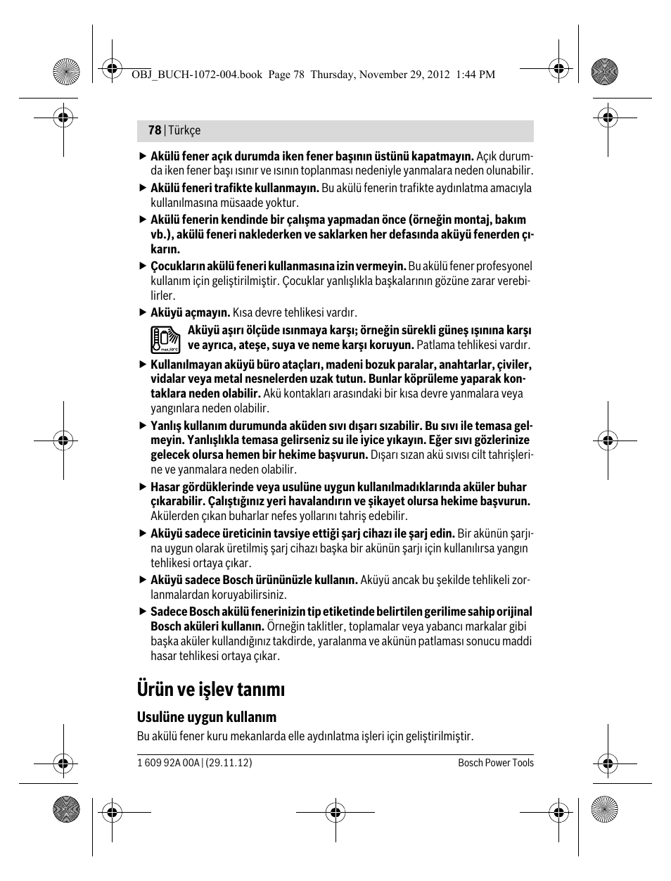 Ürün ve işlev tanımı | Bosch GLI 10,8 V-LI Professional User Manual | Page 78 / 177