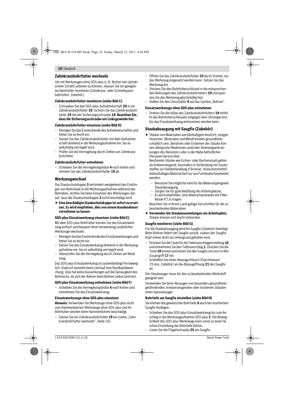 Bosch GBH 36 V-LI Compact Professional User Manual | Page 10 / 231