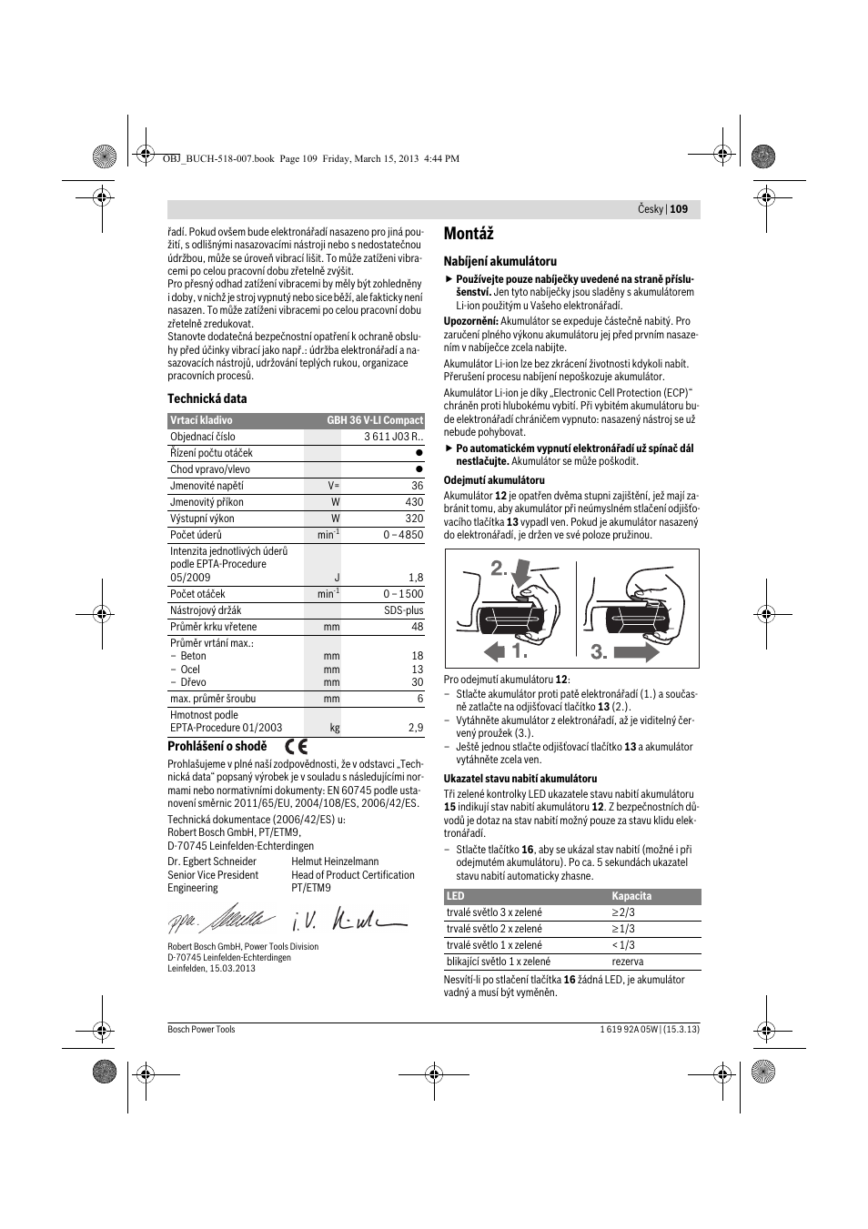 Montáž | Bosch GBH 36 V-LI Compact Professional User Manual | Page 109 / 231