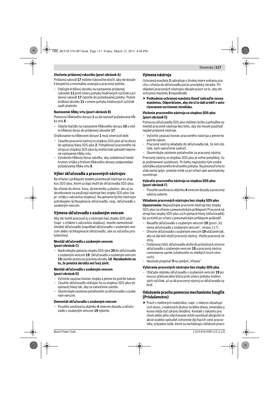 Bosch GBH 36 V-LI Compact Professional User Manual | Page 117 / 231