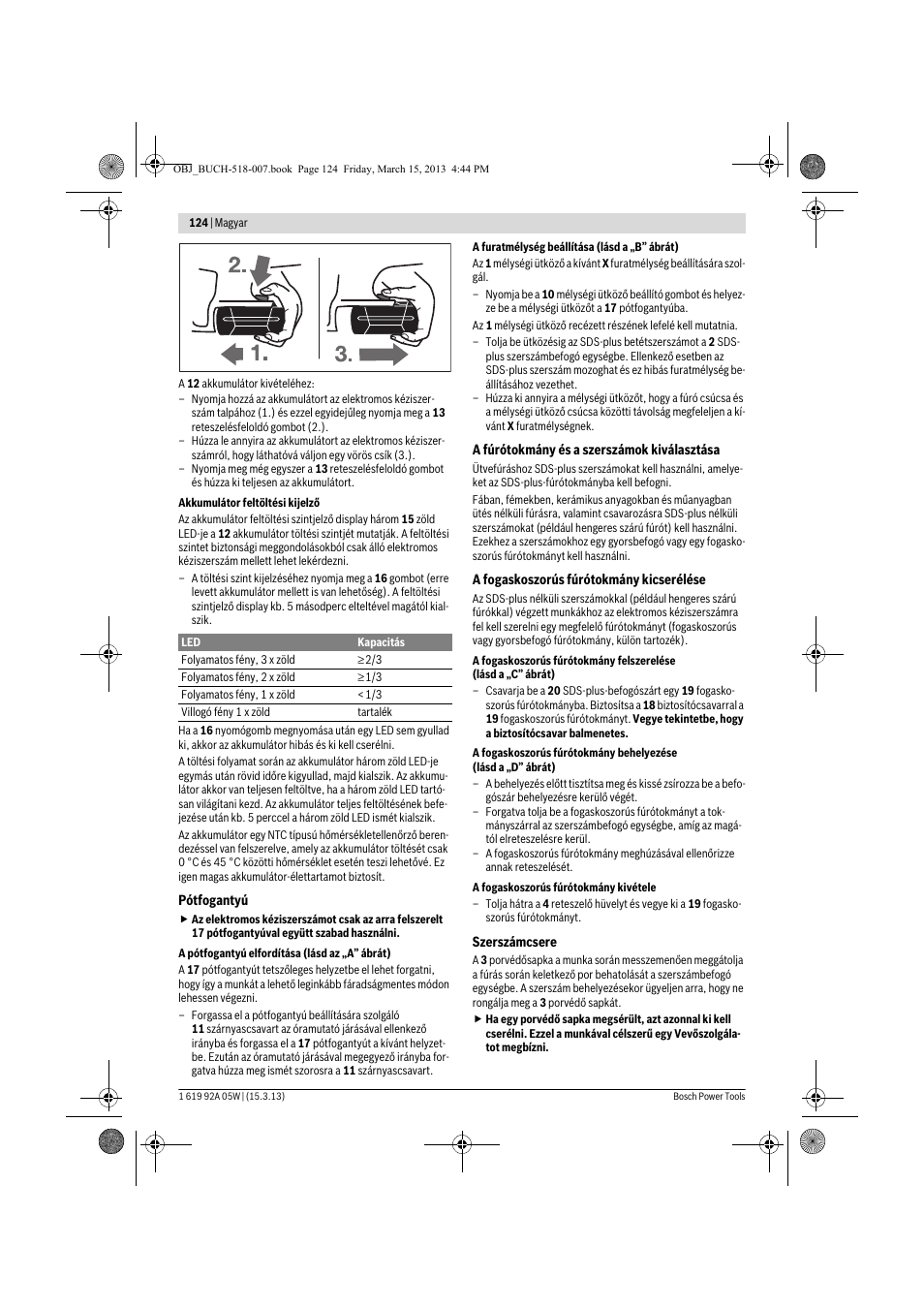 Bosch GBH 36 V-LI Compact Professional User Manual | Page 124 / 231