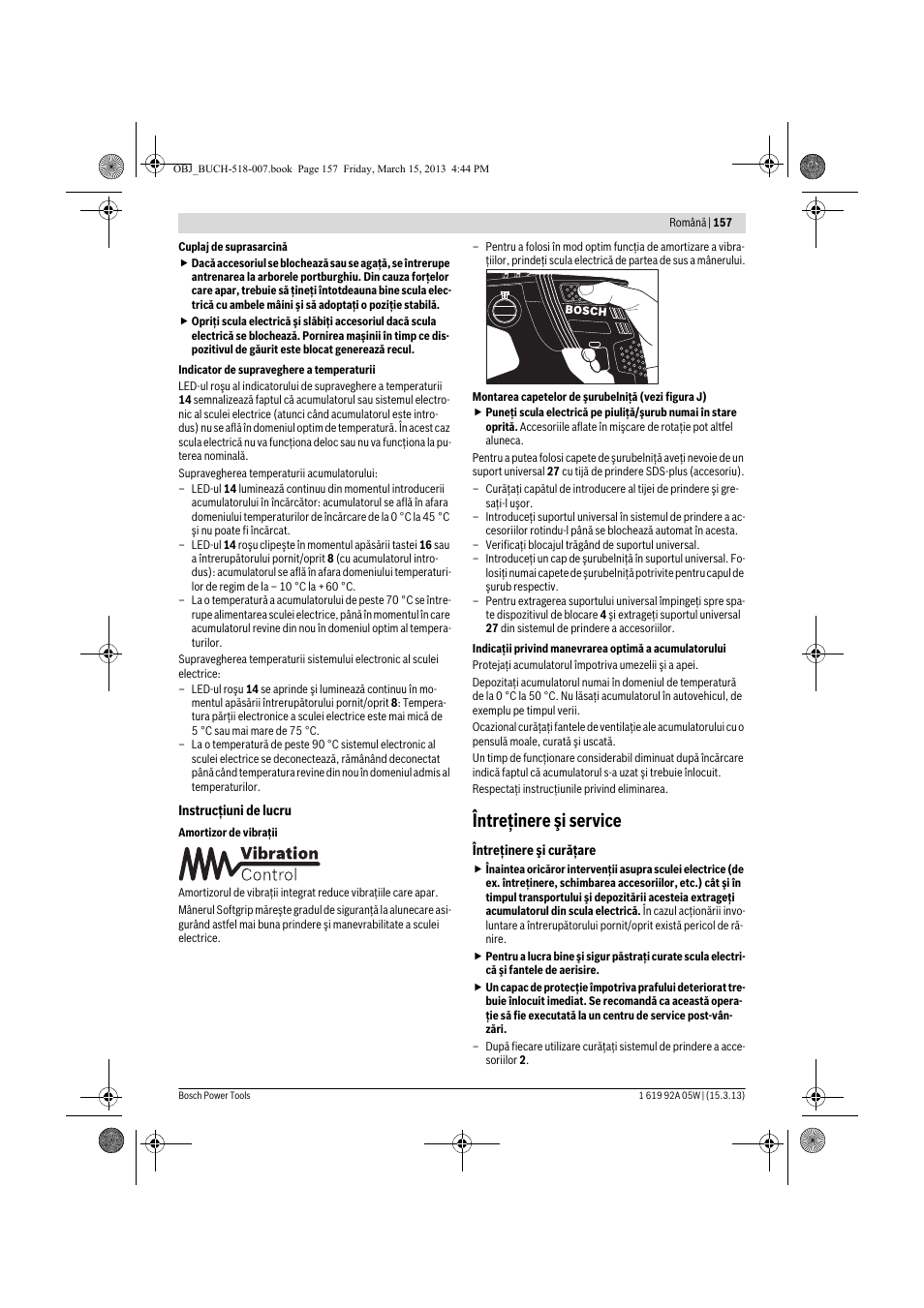 Întreţinere şi service | Bosch GBH 36 V-LI Compact Professional User Manual | Page 157 / 231