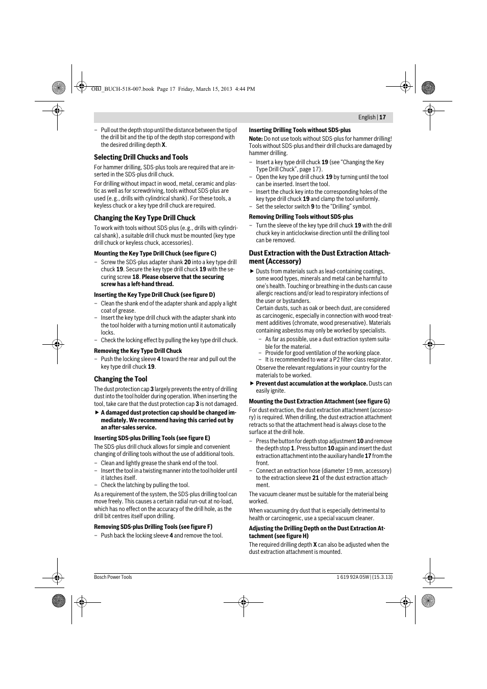 Bosch GBH 36 V-LI Compact Professional User Manual | Page 17 / 231