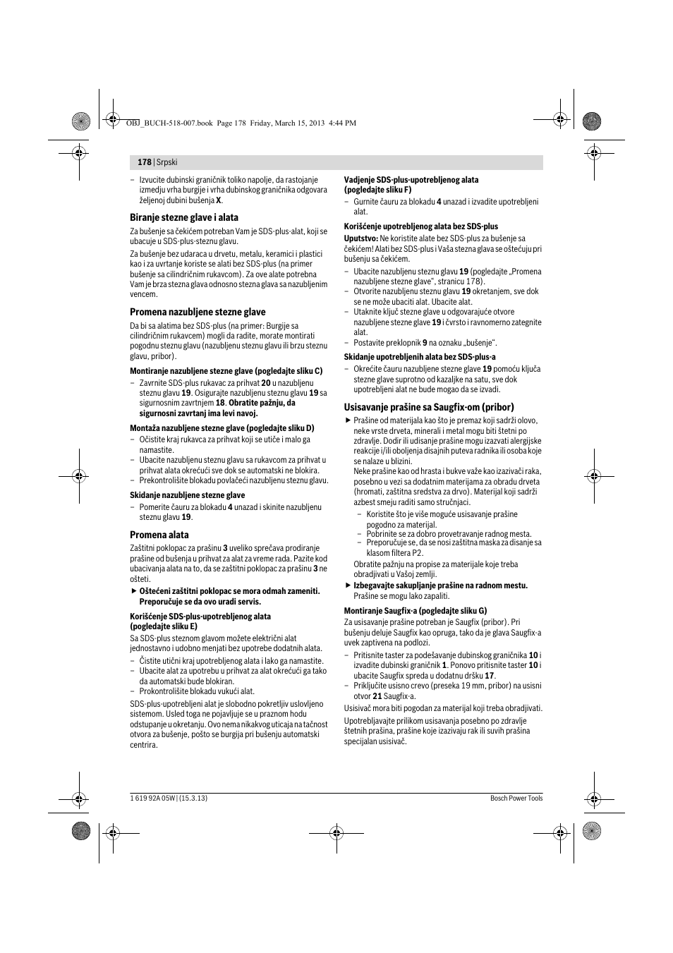 Bosch GBH 36 V-LI Compact Professional User Manual | Page 178 / 231