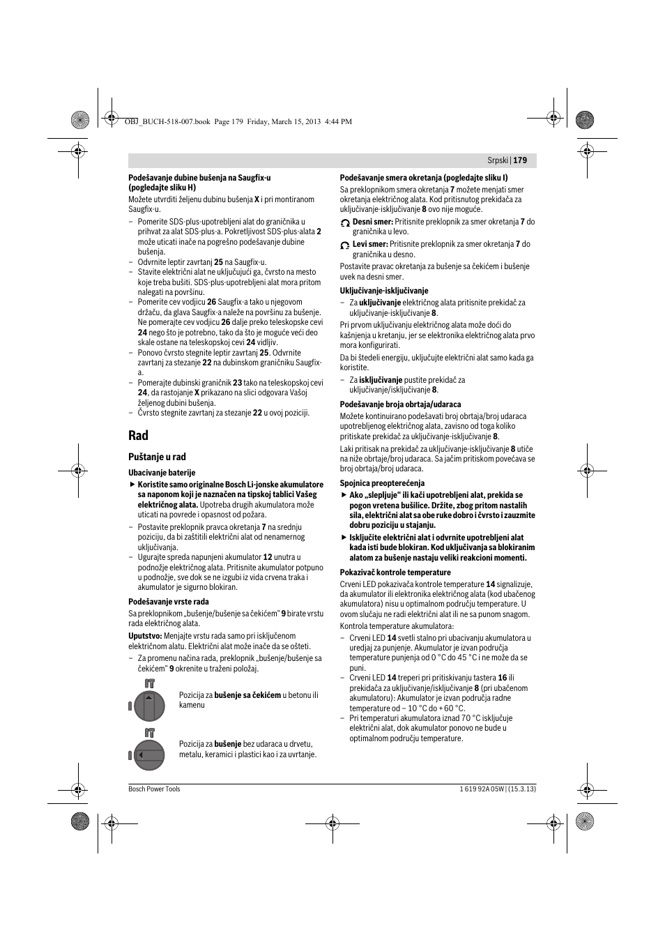 Bosch GBH 36 V-LI Compact Professional User Manual | Page 179 / 231