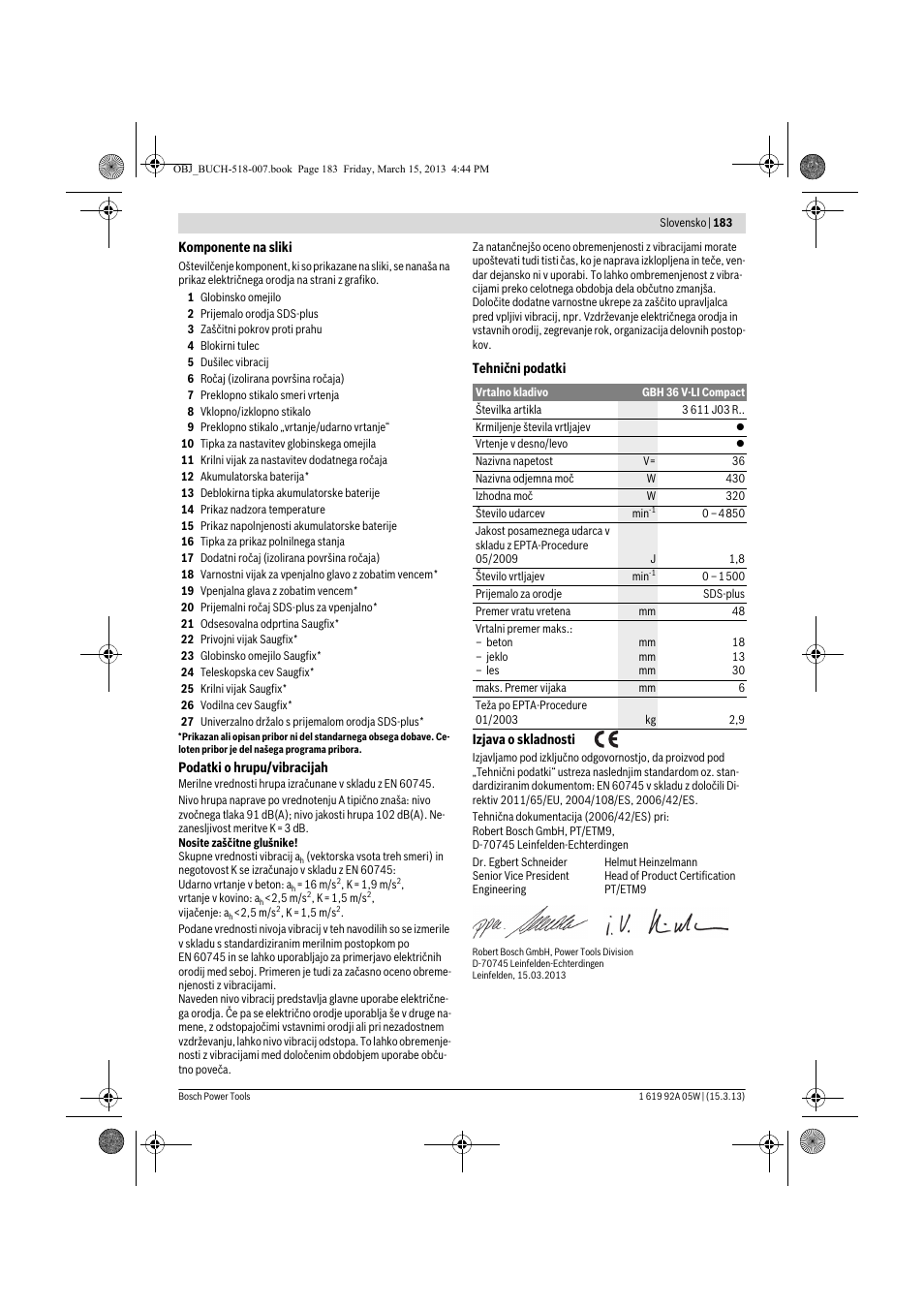 Bosch GBH 36 V-LI Compact Professional User Manual | Page 183 / 231