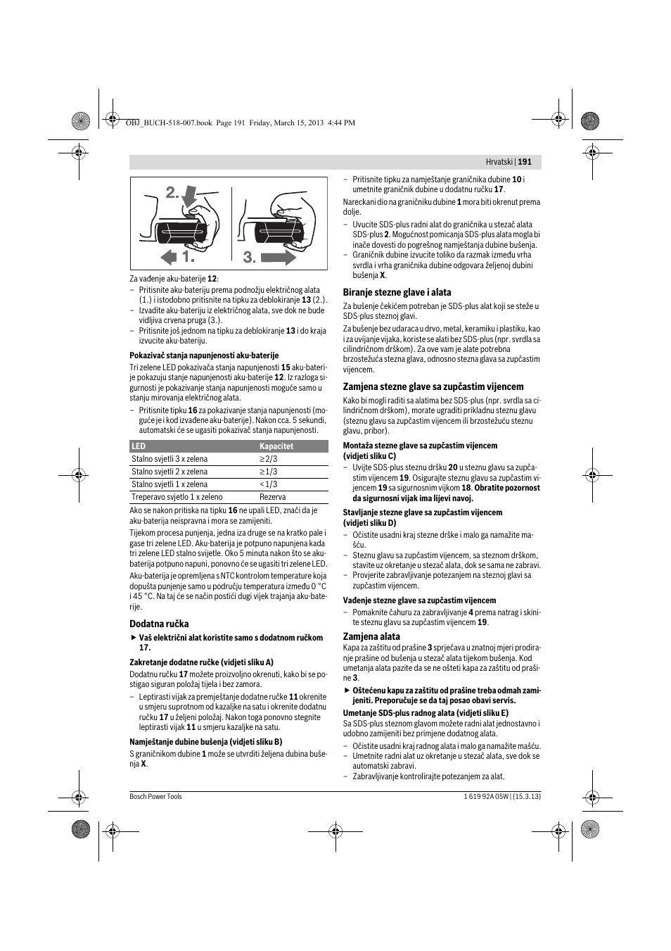 Bosch GBH 36 V-LI Compact Professional User Manual | Page 191 / 231