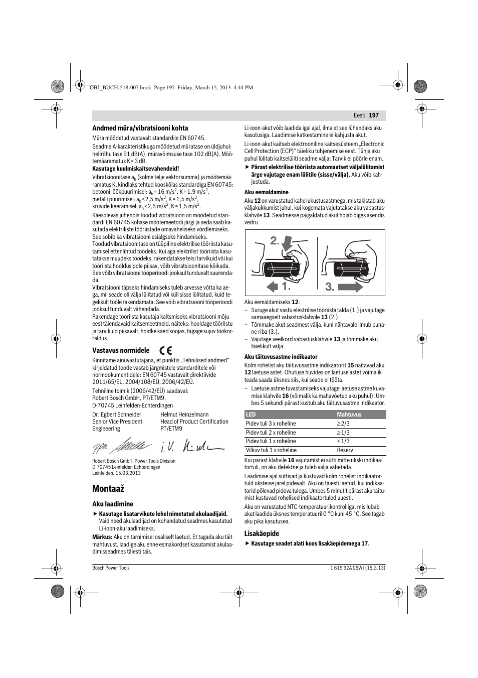 Montaaž | Bosch GBH 36 V-LI Compact Professional User Manual | Page 197 / 231