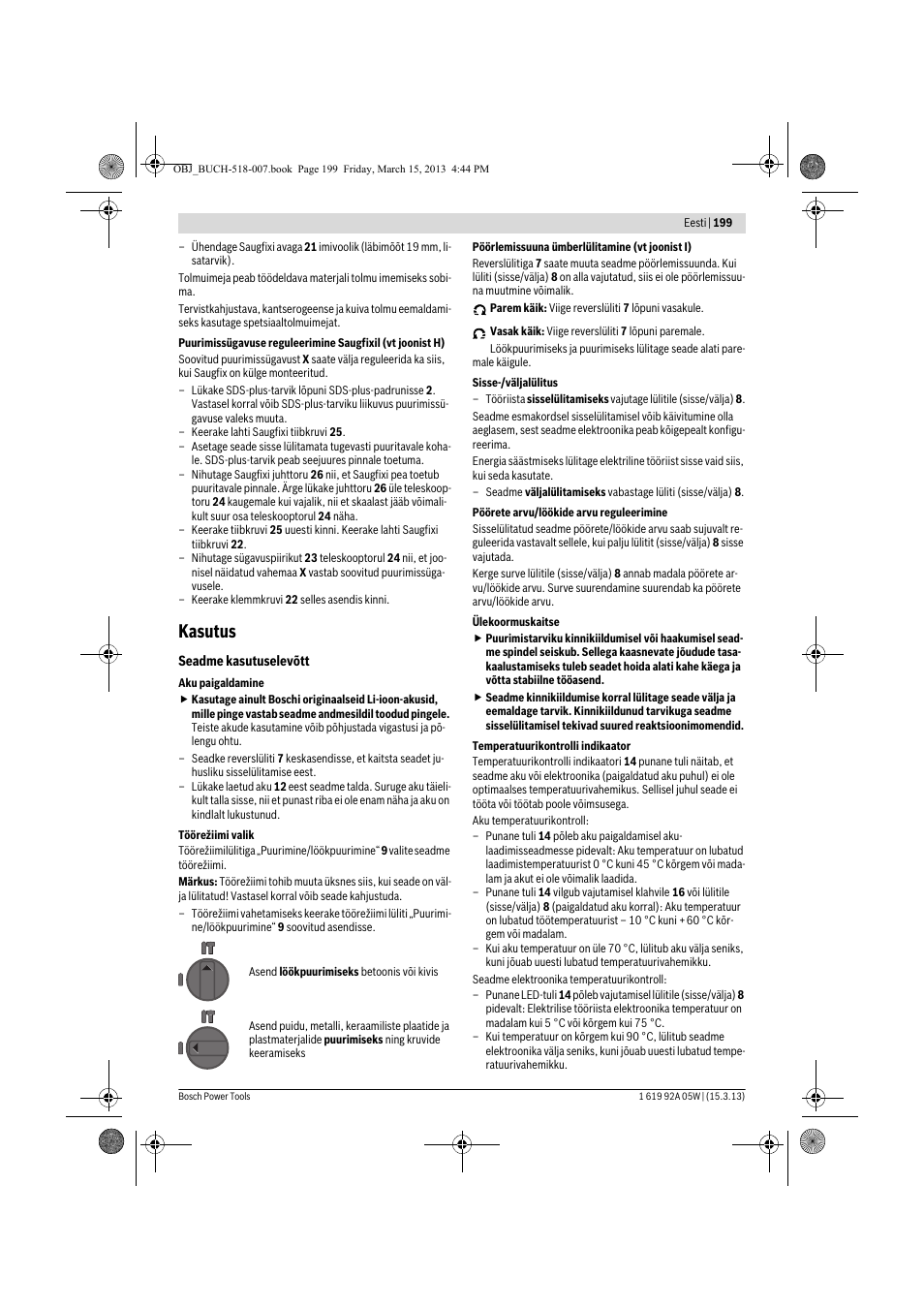 Kasutus | Bosch GBH 36 V-LI Compact Professional User Manual | Page 199 / 231