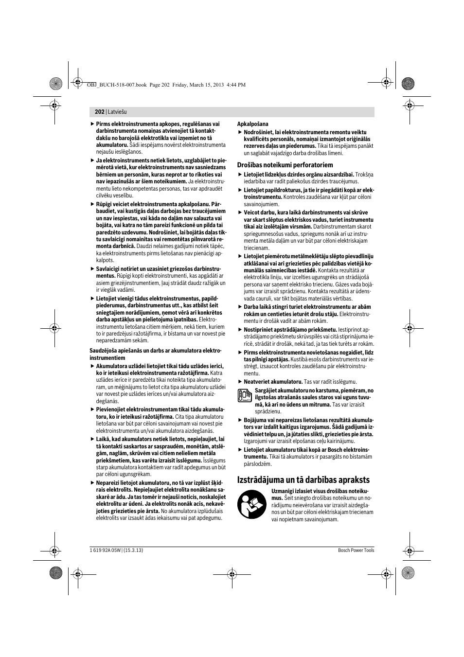 Izstrādājuma un tā darbības apraksts | Bosch GBH 36 V-LI Compact Professional User Manual | Page 202 / 231