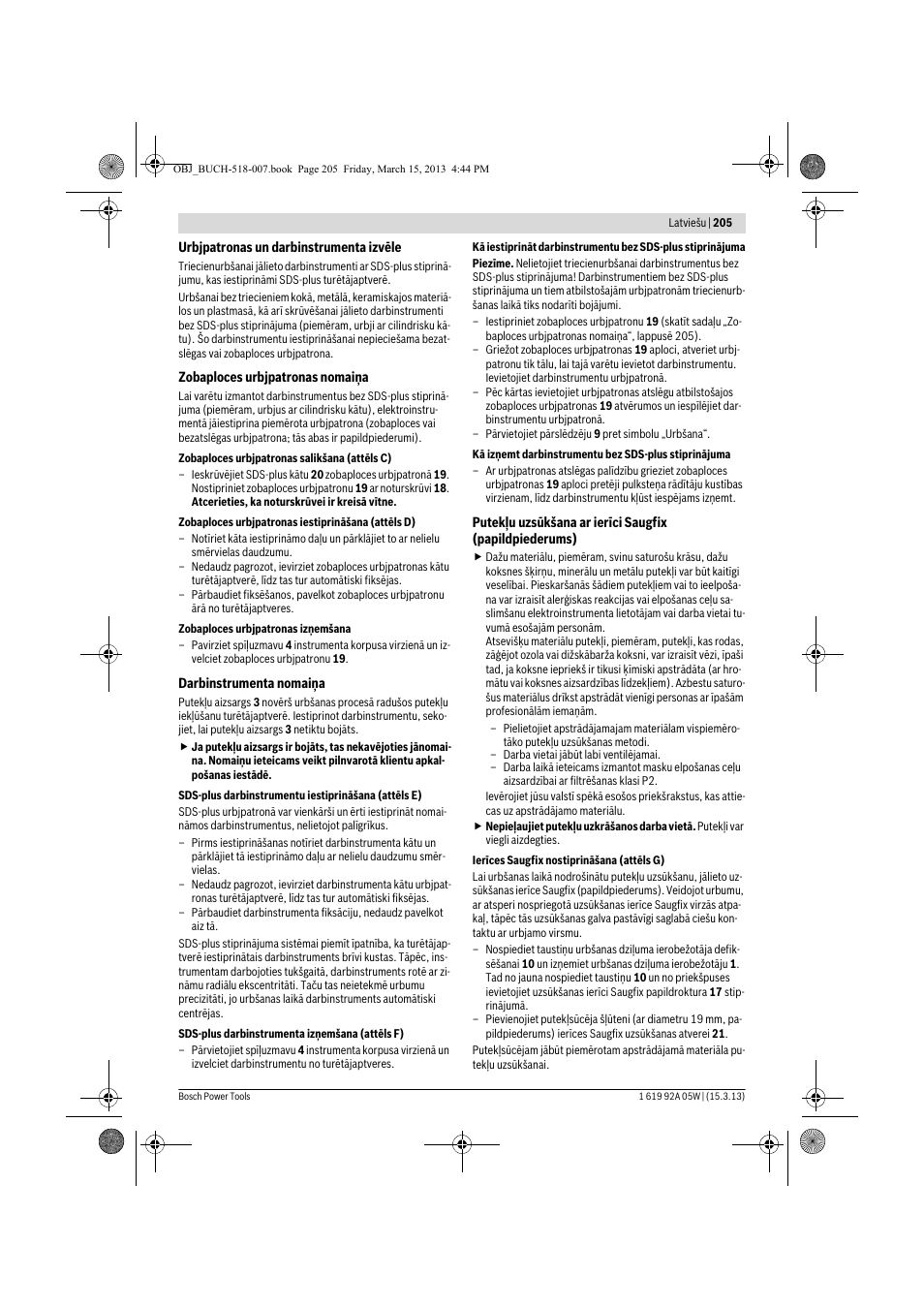 Bosch GBH 36 V-LI Compact Professional User Manual | Page 205 / 231