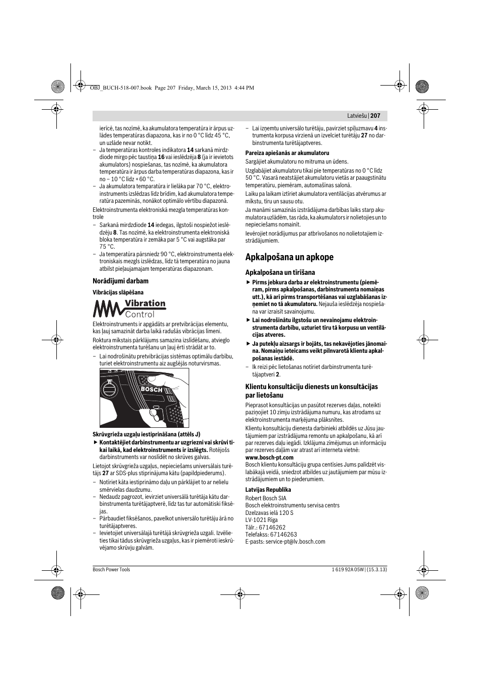 Apkalpošana un apkope | Bosch GBH 36 V-LI Compact Professional User Manual | Page 207 / 231