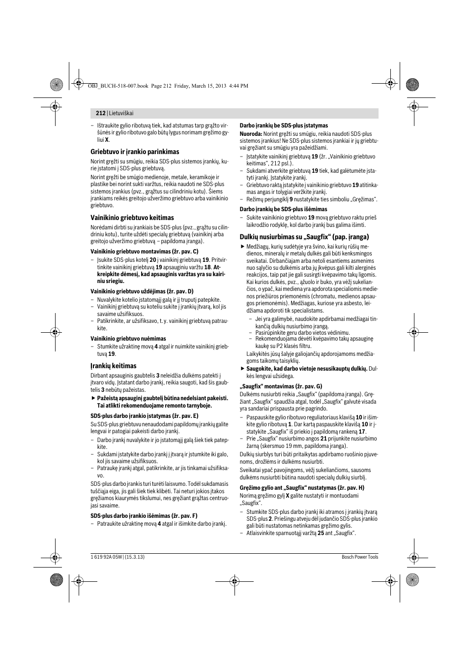 Bosch GBH 36 V-LI Compact Professional User Manual | Page 212 / 231