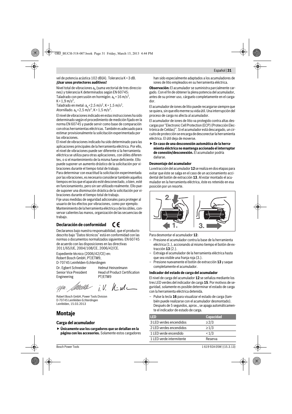 Montaje | Bosch GBH 36 V-LI Compact Professional User Manual | Page 31 / 231