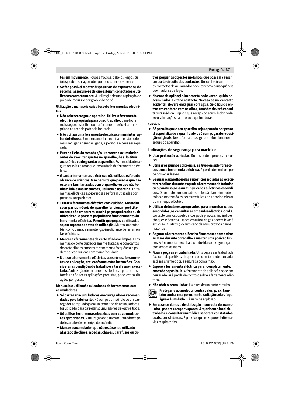 Bosch GBH 36 V-LI Compact Professional User Manual | Page 37 / 231