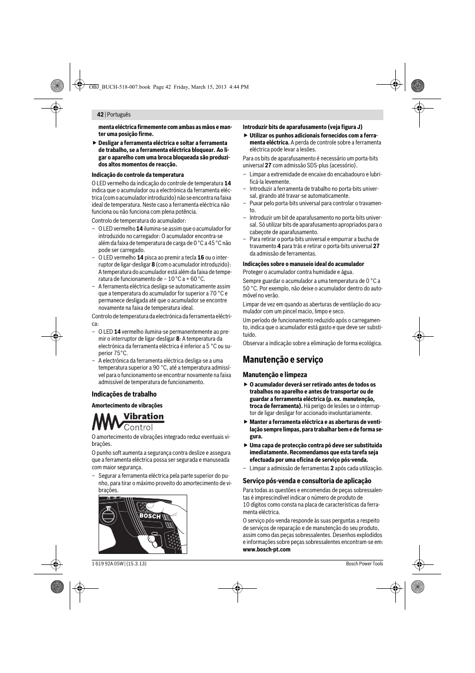 Manutenção e serviço | Bosch GBH 36 V-LI Compact Professional User Manual | Page 42 / 231