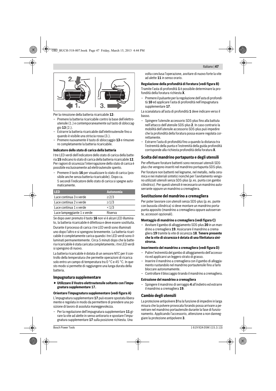 Bosch GBH 36 V-LI Compact Professional User Manual | Page 47 / 231