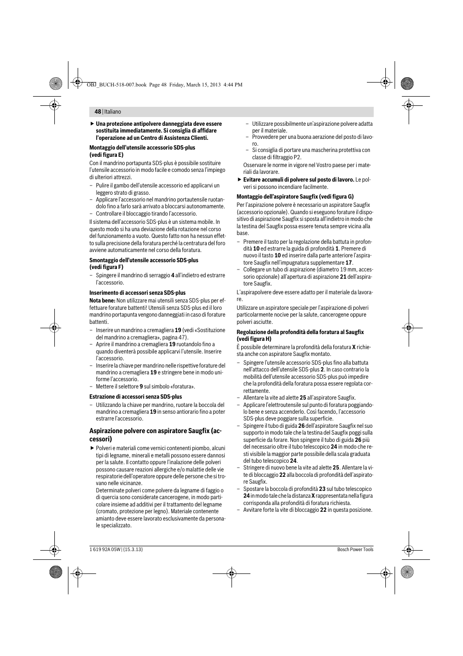 Bosch GBH 36 V-LI Compact Professional User Manual | Page 48 / 231