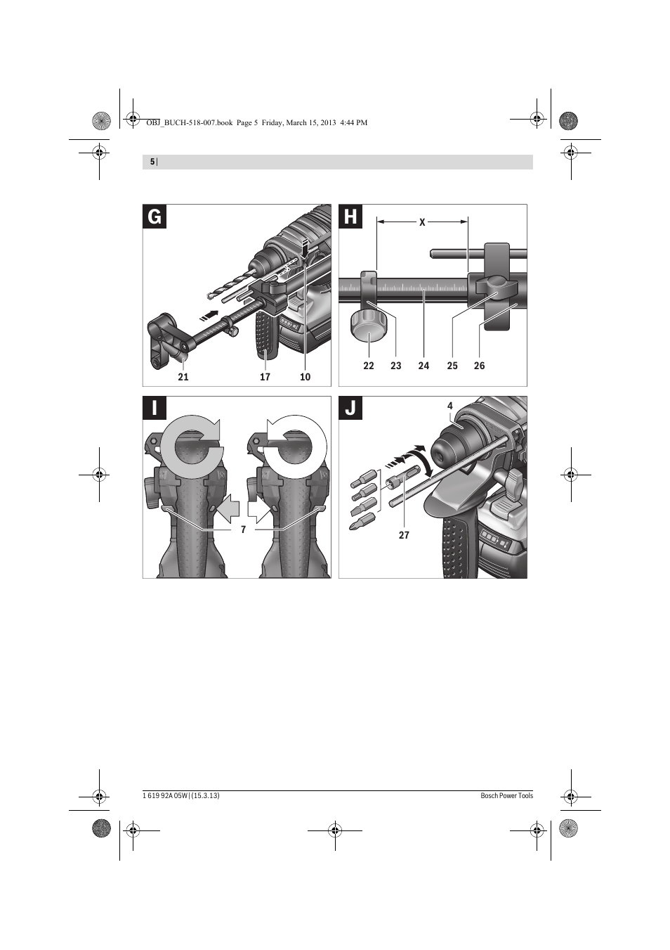 Ji h g | Bosch GBH 36 V-LI Compact Professional User Manual | Page 5 / 231