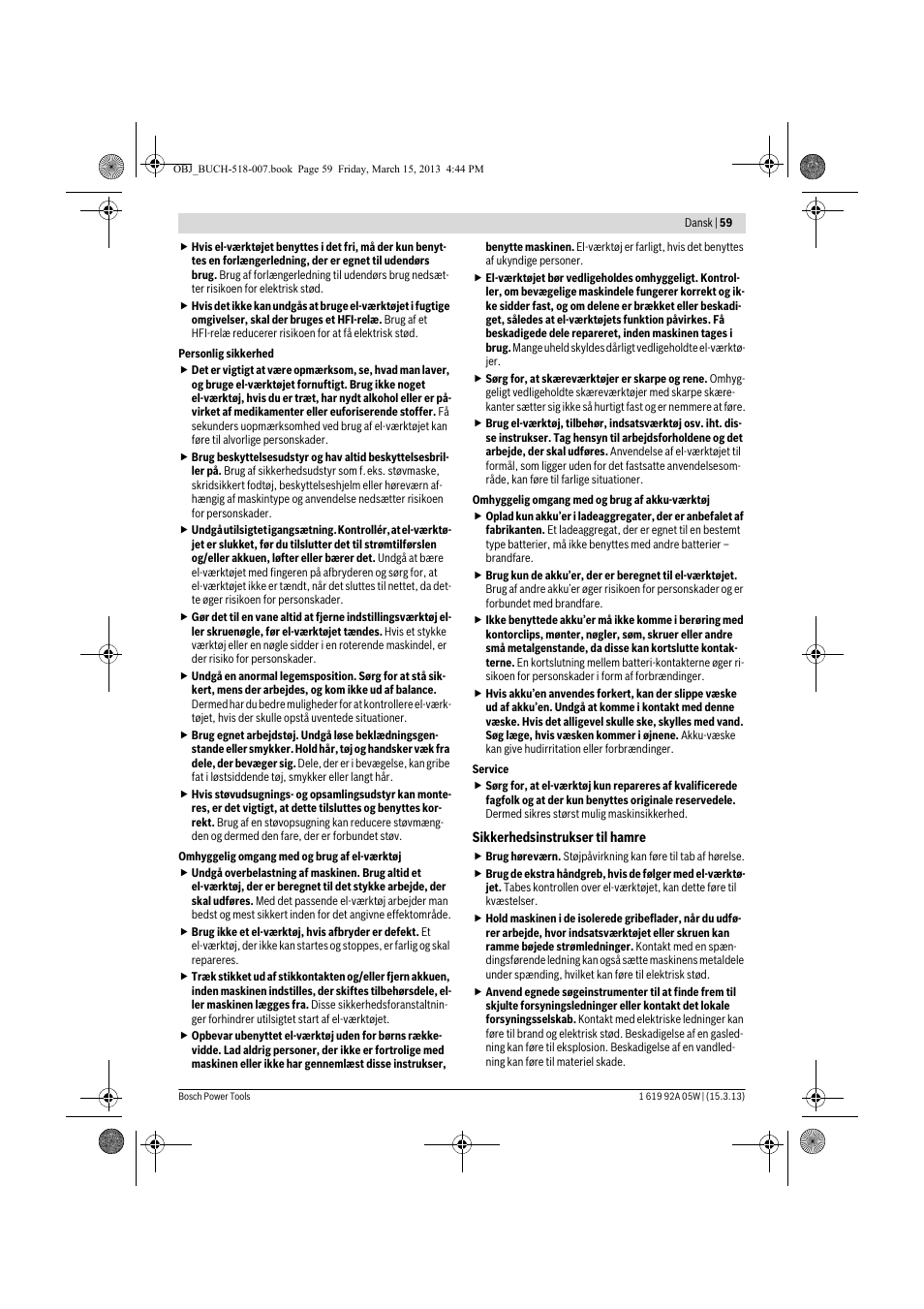 Bosch GBH 36 V-LI Compact Professional User Manual | Page 59 / 231