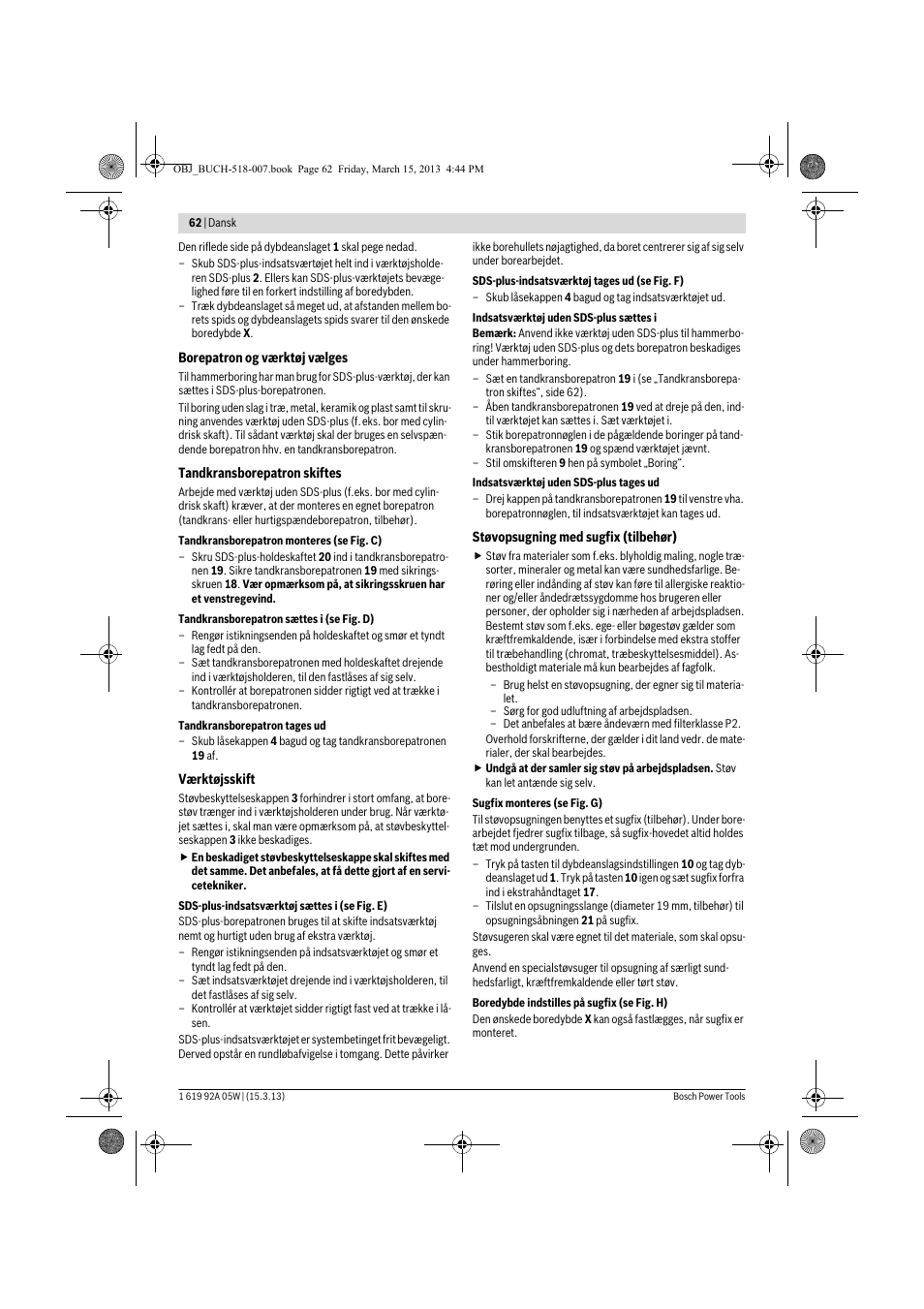 Bosch GBH 36 V-LI Compact Professional User Manual | Page 62 / 231