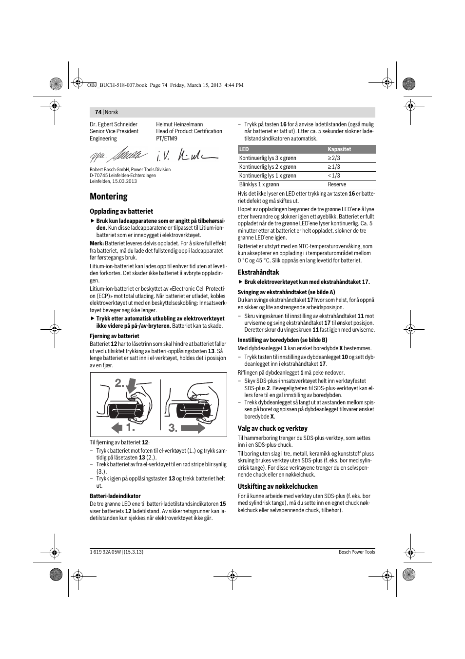 Montering | Bosch GBH 36 V-LI Compact Professional User Manual | Page 74 / 231