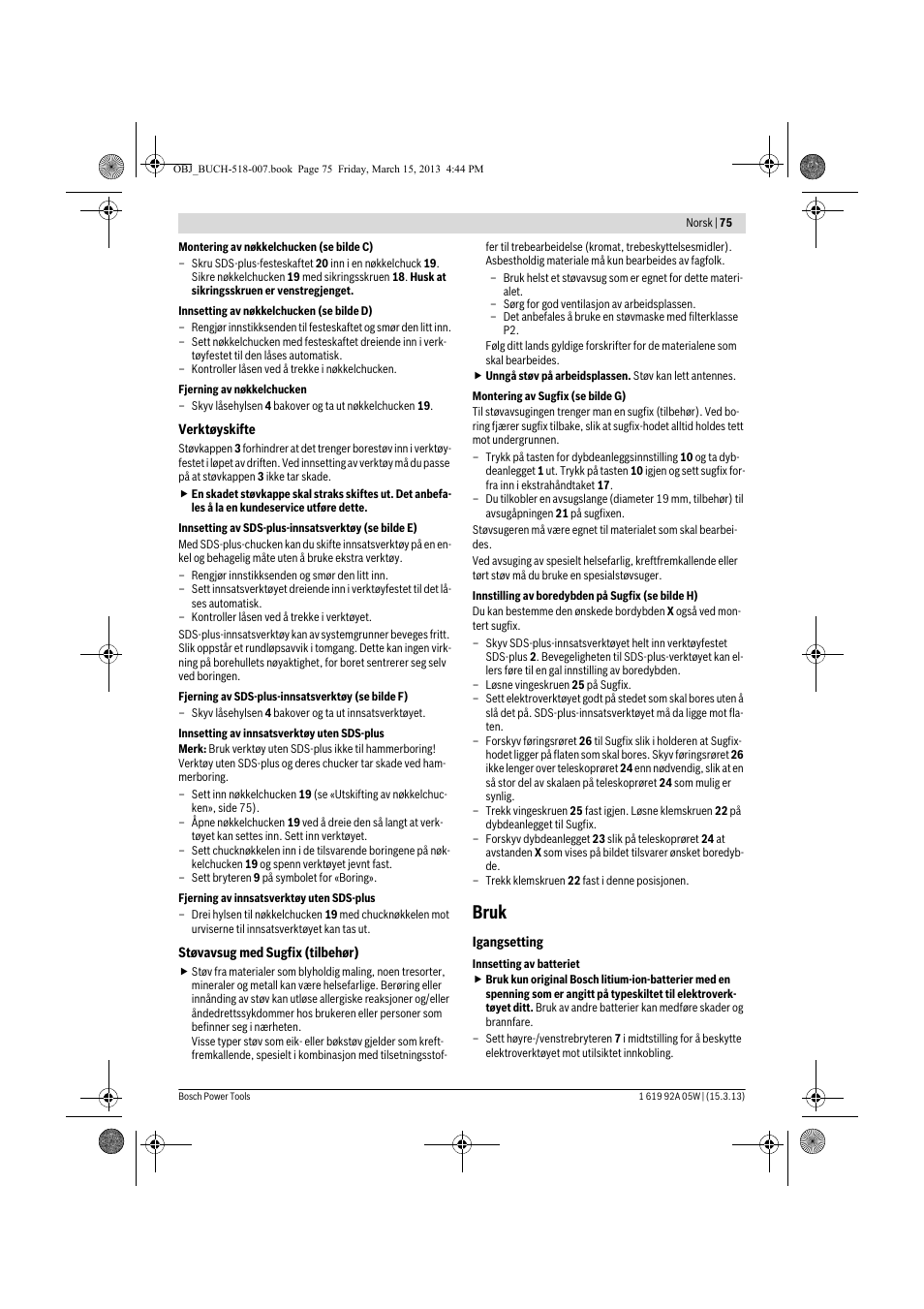 Bruk | Bosch GBH 36 V-LI Compact Professional User Manual | Page 75 / 231