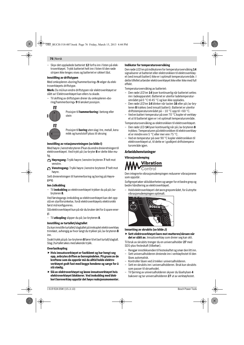 Bosch GBH 36 V-LI Compact Professional User Manual | Page 76 / 231