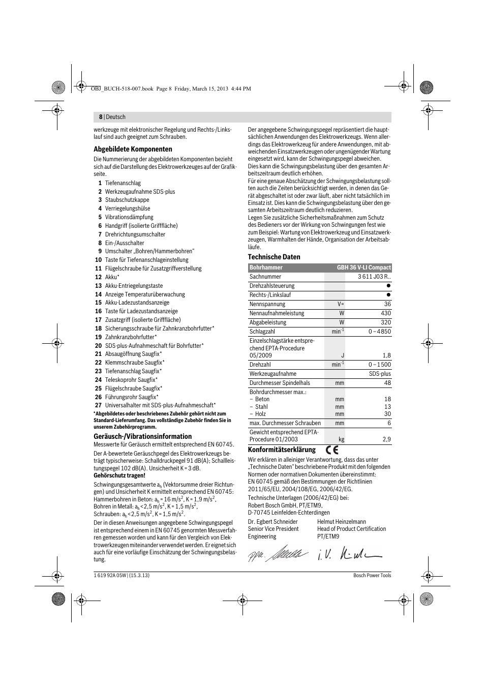 Bosch GBH 36 V-LI Compact Professional User Manual | Page 8 / 231