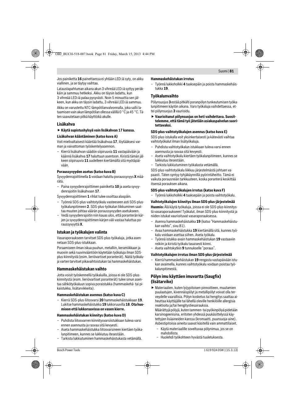 Bosch GBH 36 V-LI Compact Professional User Manual | Page 81 / 231