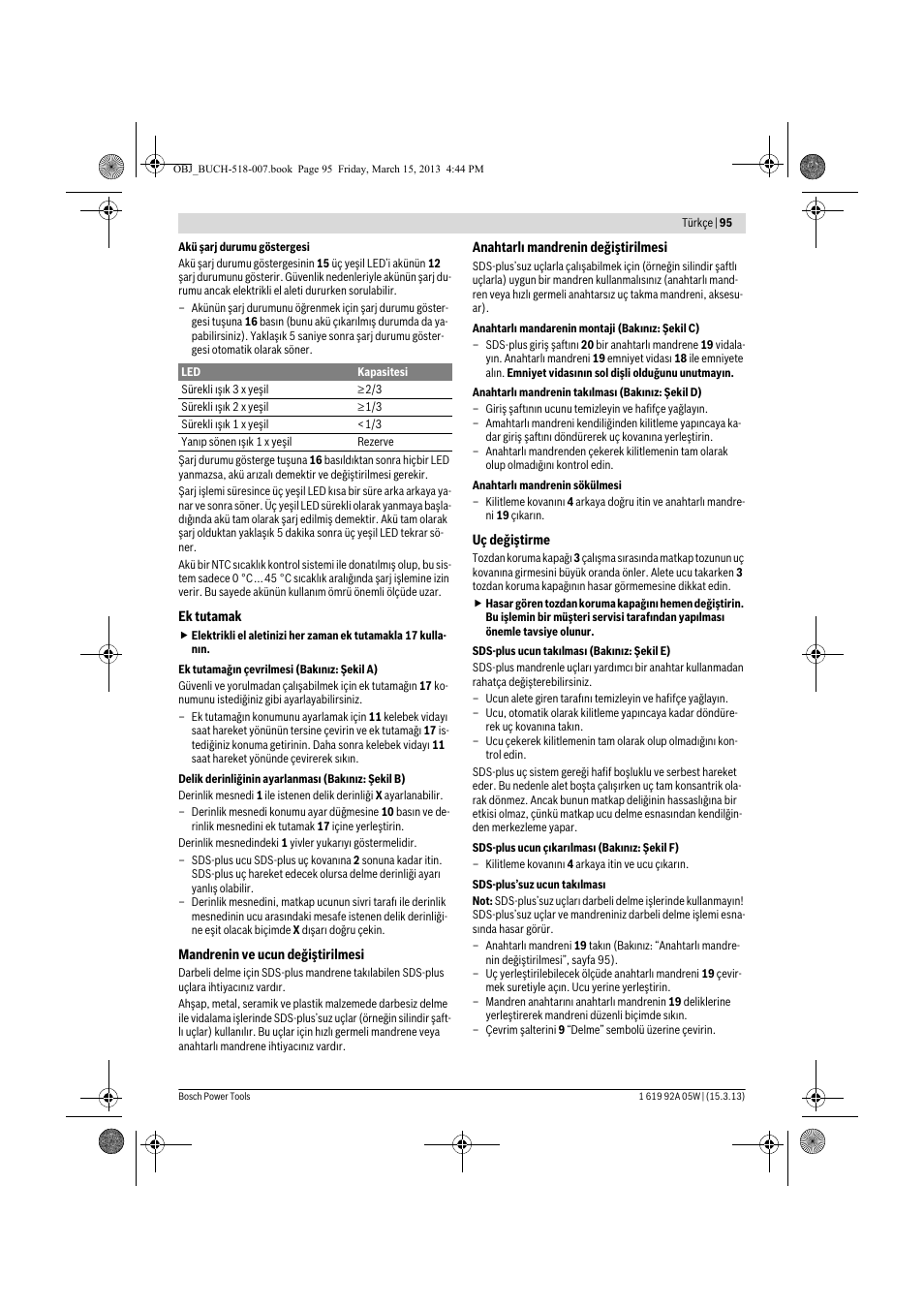 Bosch GBH 36 V-LI Compact Professional User Manual | Page 95 / 231